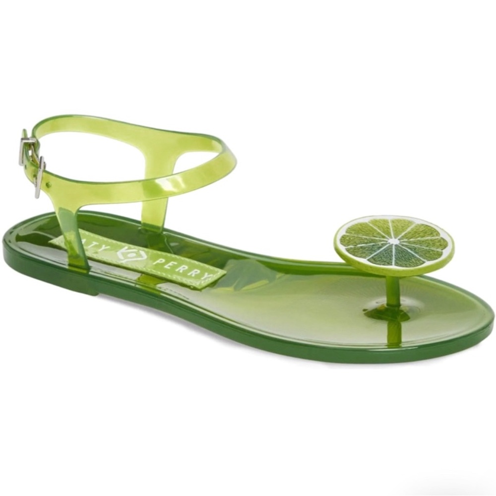 Katy Perry The Geli Lime Green Ankle Strap Jelly Sandals Lime Embellishment - Picture 4 of 6